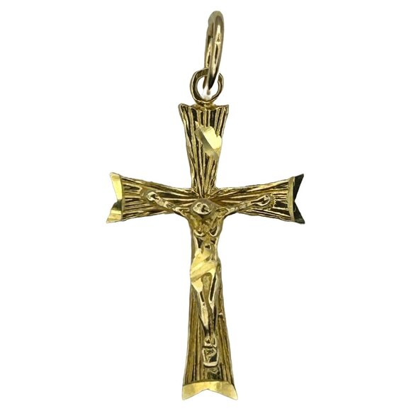 14K Gold Crucifix Necklace Pendant 20mm x 12mm x 3mm 0.7g - Picture 1 of 6